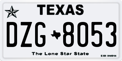 TX license plate DZG8053