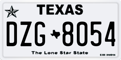 TX license plate DZG8054