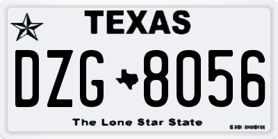 TX license plate DZG8056