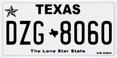 TX license plate DZG8060