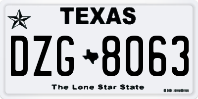 TX license plate DZG8063