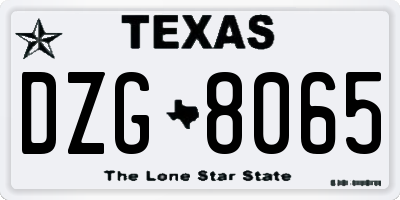 TX license plate DZG8065