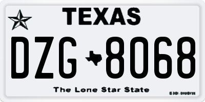 TX license plate DZG8068