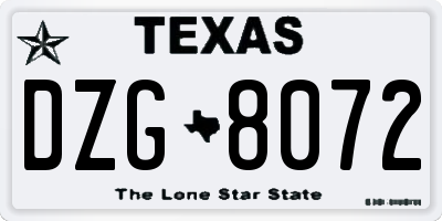 TX license plate DZG8072