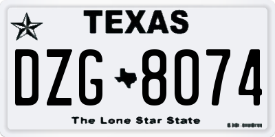 TX license plate DZG8074