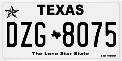TX license plate DZG8075