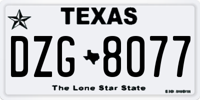 TX license plate DZG8077