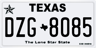 TX license plate DZG8085