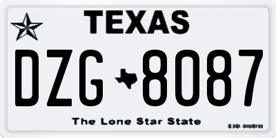 TX license plate DZG8087