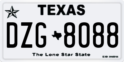 TX license plate DZG8088