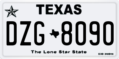 TX license plate DZG8090