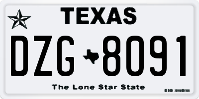 TX license plate DZG8091
