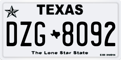 TX license plate DZG8092