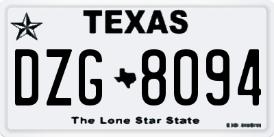 TX license plate DZG8094