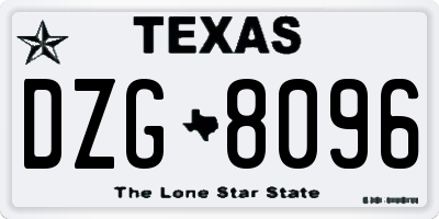 TX license plate DZG8096
