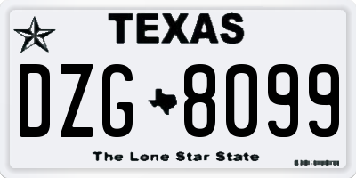 TX license plate DZG8099