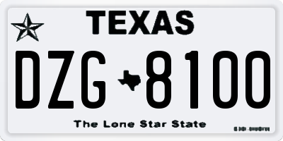 TX license plate DZG8100