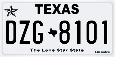 TX license plate DZG8101