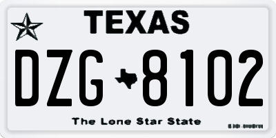 TX license plate DZG8102