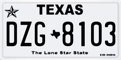 TX license plate DZG8103