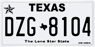 TX license plate DZG8104