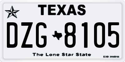 TX license plate DZG8105