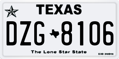 TX license plate DZG8106