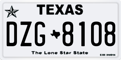 TX license plate DZG8108