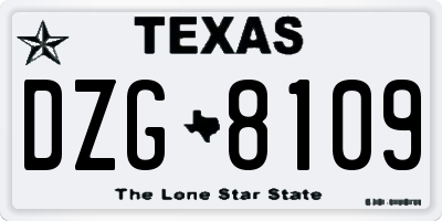 TX license plate DZG8109