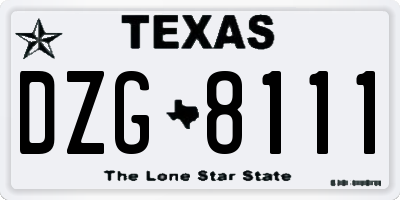 TX license plate DZG8111