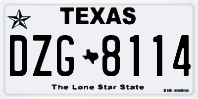 TX license plate DZG8114
