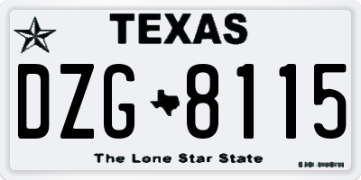TX license plate DZG8115