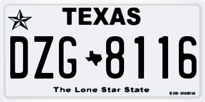 TX license plate DZG8116