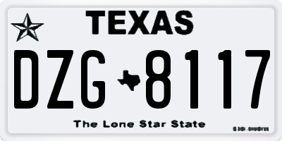 TX license plate DZG8117