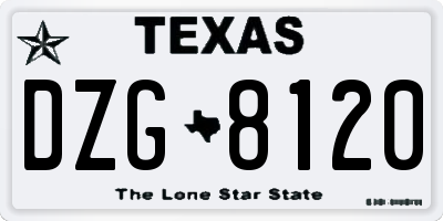TX license plate DZG8120