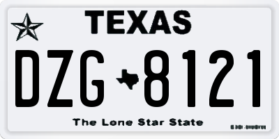 TX license plate DZG8121