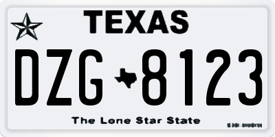 TX license plate DZG8123