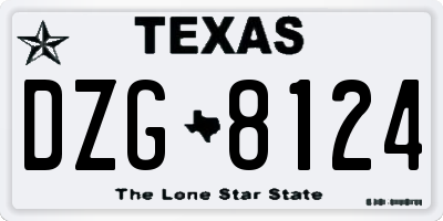 TX license plate DZG8124