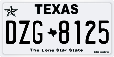 TX license plate DZG8125