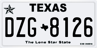 TX license plate DZG8126