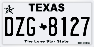 TX license plate DZG8127