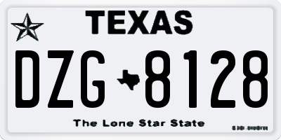 TX license plate DZG8128
