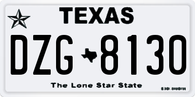 TX license plate DZG8130
