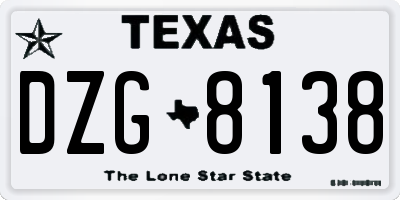 TX license plate DZG8138