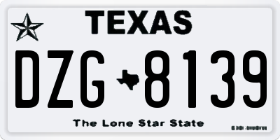 TX license plate DZG8139