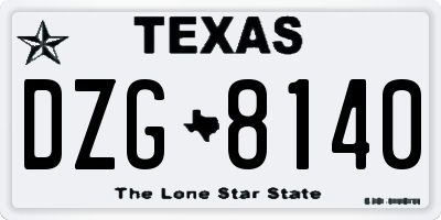 TX license plate DZG8140