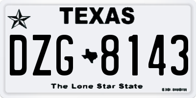 TX license plate DZG8143