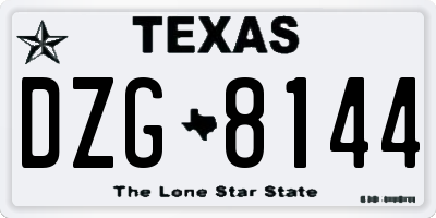 TX license plate DZG8144