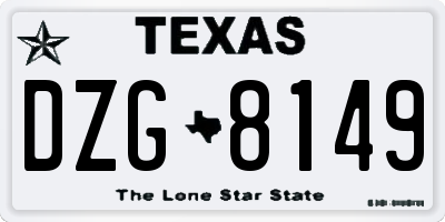 TX license plate DZG8149