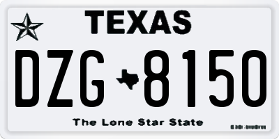 TX license plate DZG8150